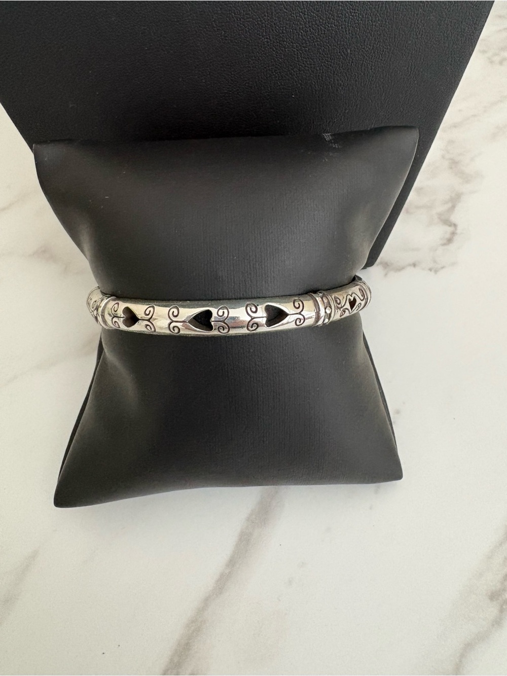 Brighton Silver Heart Cutout Bangle Bracelet